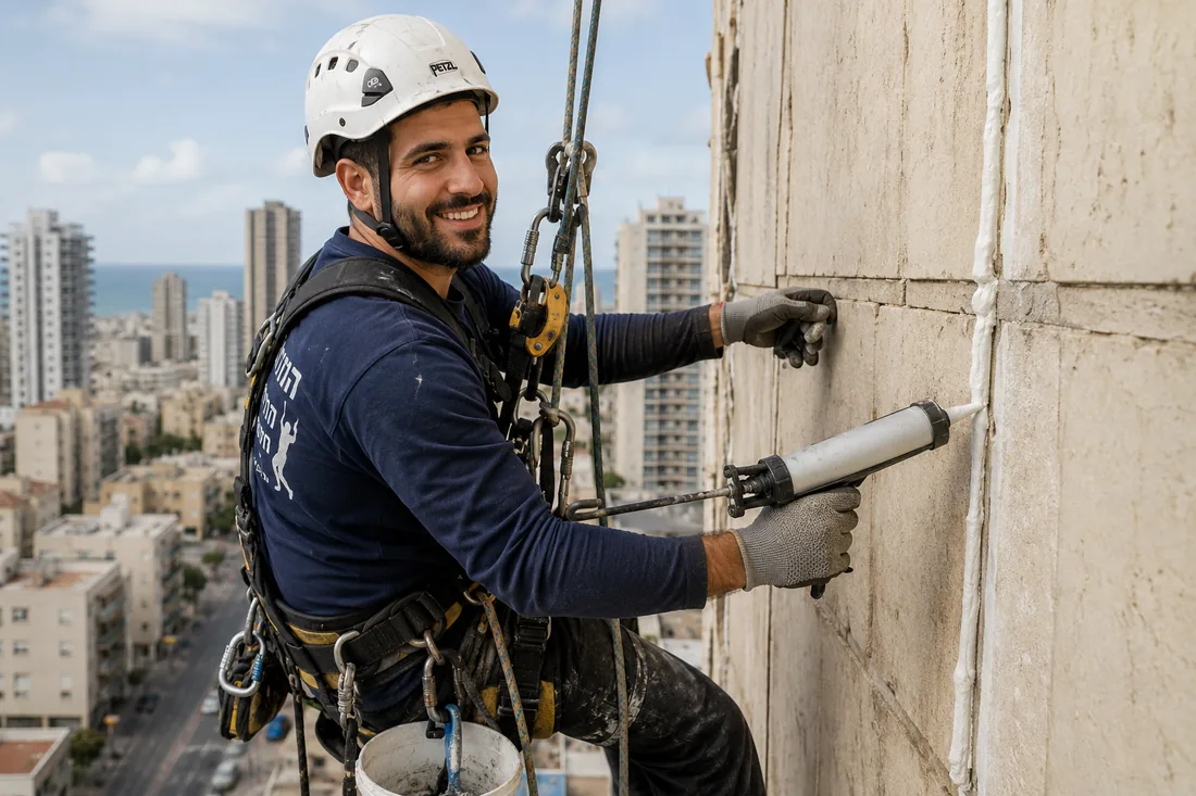איטום קיר חיצוני בעבודת גובה